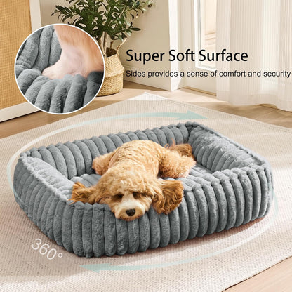 Small Dog Bed Calming Cat Bed for Indoor Cats 20’’X16’’Sage Grey | Rectangle Orthopedic Pet Sofa Bed, Washable Anti-Anxiety Soft Puppy Couch, Nonskid Bottom Furry Cuddler up to 9 Lbs4