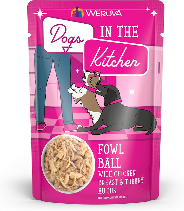 Weruva Dogs in the Kitchen, Variety Pack, Pooch Pouch Party!, Wet Dog Food, 2.8Oz Pouches (Pack of 12)16