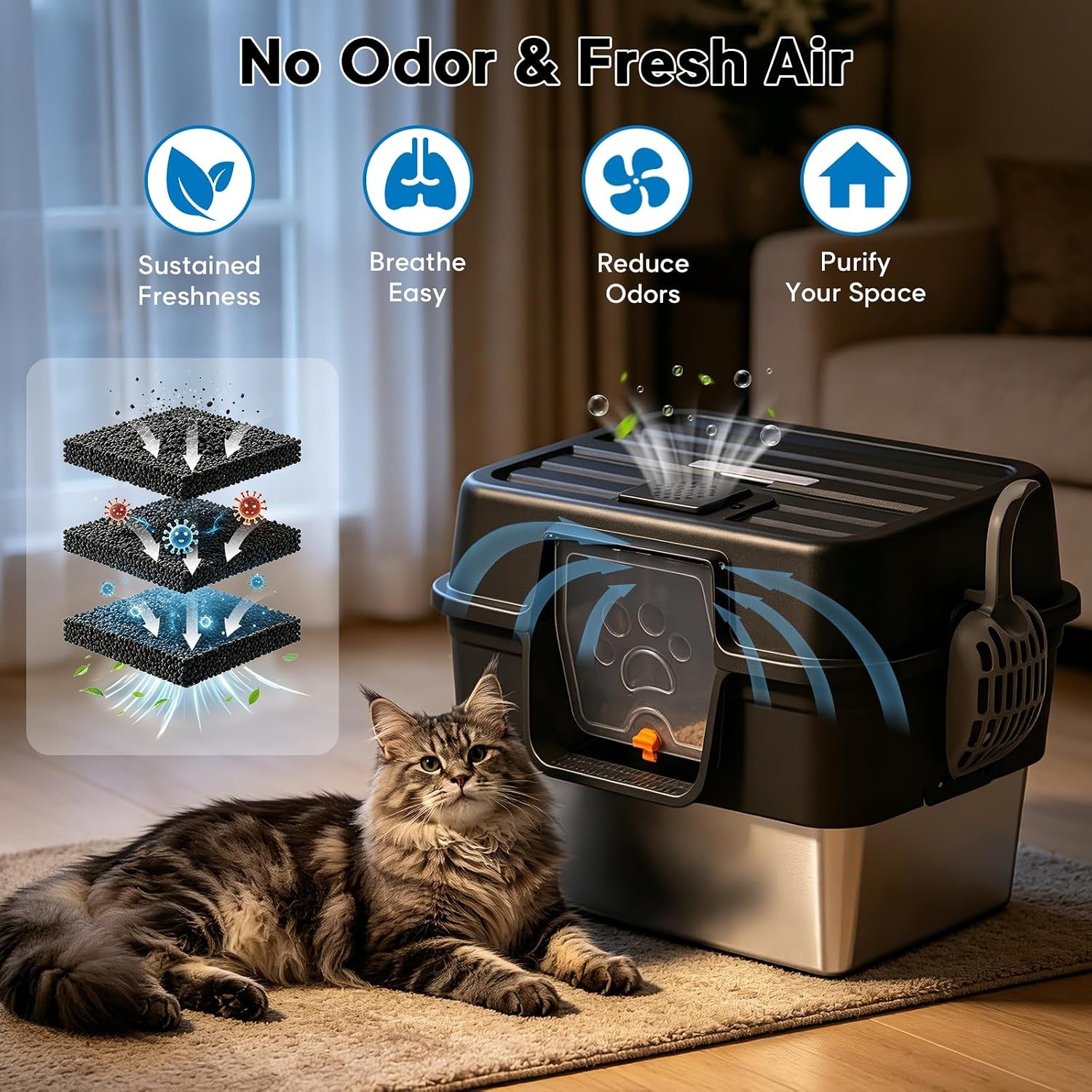 stainless-steel-enclosed-litter-box-for-large-cats-xxl-covered-cat-litter-box-with-lid-leakproof-high-sided-metal-cat-litter-box-easy-to-clean-odor-resistant-multi-cat-homeblack