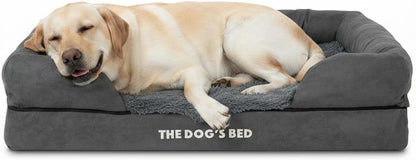 The Dog’S Bed Orthopedic Memory Foam Dog Bed with Bolsters for Large Dogs, High Density Support Mattress, Low Front Entry, Removable Washable Cover, Oxford Fabric, Blue with Dark Red Trim, Large17
