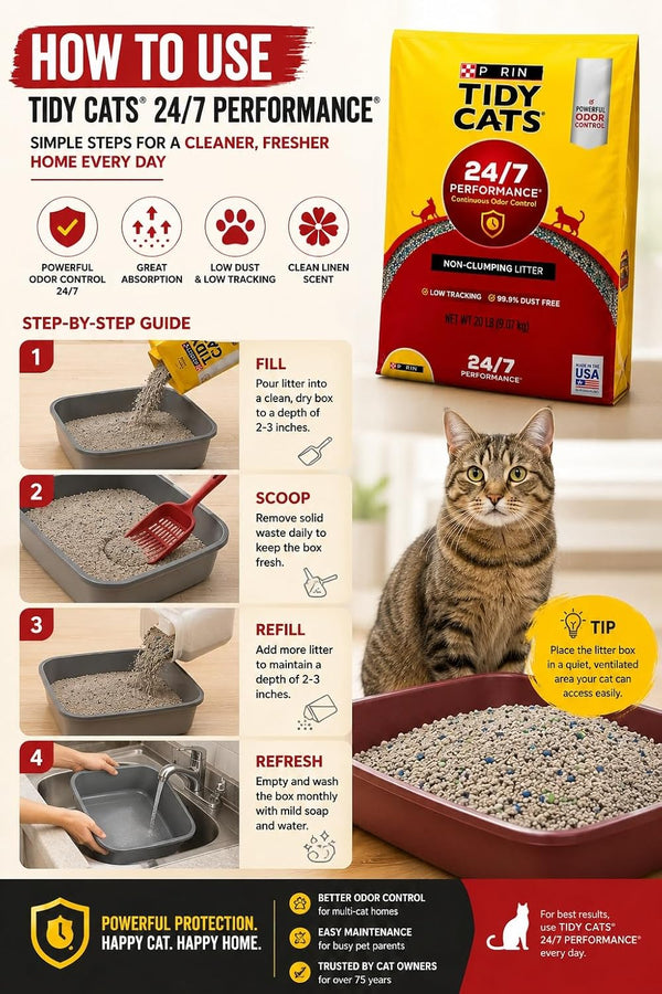 Cat Litter Non Clumping 20 Lb Bag, 24 * 7 Odor Control Formula for Multi Cat Homes5