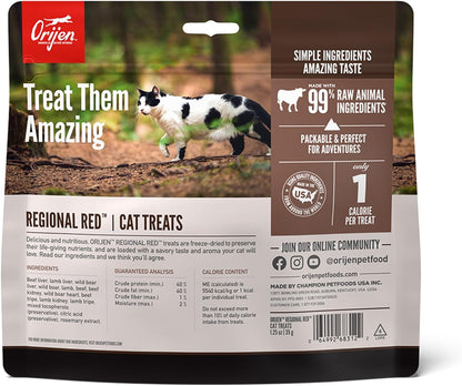 ORIJEN Freeze Dried Cat Treats Regional Red, 1.25Oz Bag | 99% Animal Ingredients, Freeze Dried, Grain Free, High Protein, 1 Calorie Each, Ideal for Training, Nutrients Locked In2