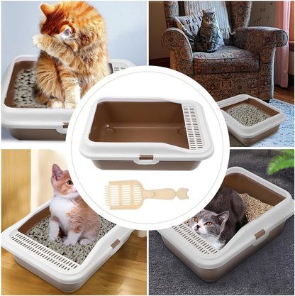 Milisten Cat Litter Box with Scoop Splash-Proof Kitten Litter Pan Medium Square Plastic Cat Toilet and Pet Housebreaking9
