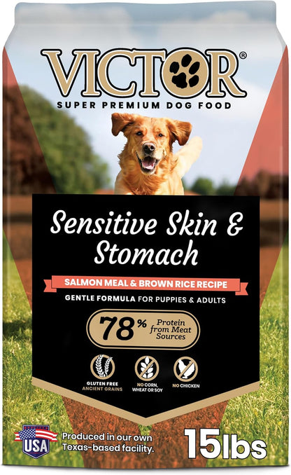 VICTOR Super Premium Dog Food — Sensitive Skin and Stomach — Salmon Meal & Brown Rice Recipe Dry Kibble — Gluten Free, No Chicken, Ideal for Dogs with Allergies — Adult and Puppy Food, 5 Lb19