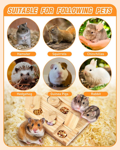 Guinea Pig Foraging Toys, 6 in 1 Hamsters Wooden Interactive Enrichment Toys, Treat Dispenser for Small Animal, for Rabbits, Bunny, Chinchillas, Rats and Gerbils5