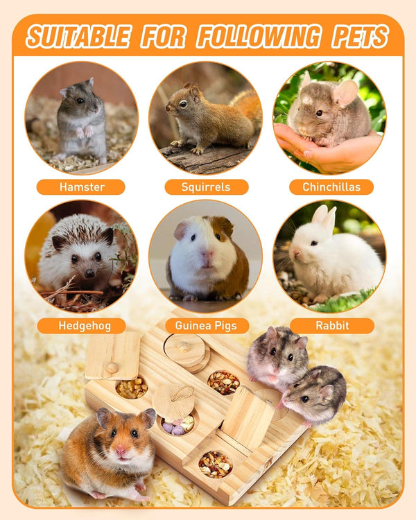 Guinea Pig Foraging Toys, 6 in 1 Hamsters Wooden Interactive Enrichment Toys, Treat Dispenser for Small Animal, for Rabbits, Bunny, Chinchillas, Rats and Gerbils5