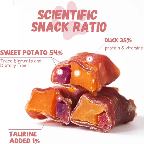Pawmate Duck Double Purple Sweet Potato Wraps Dog Treats, Healthy Low Fat Dog Jerky High Protein for Training Treats Snacks, Chewy for Small Medium Large Dogs 12-15 Counts2