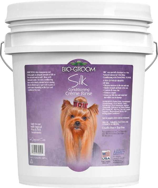 Bio-Groom Silk Creme Rinse Dog & Puppy Conditioner - Hair Detangler for Dogs, Moisturizes Skin & Coat, Removes Tangles & Frizz, Made in USA - 1 Gallon5