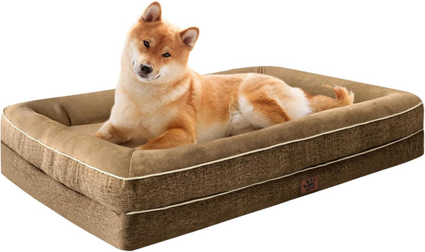 Waterproof Memory Foam Dog Beds for Extra Large Dogs Non-Slip Orthopedic Dog Beds Washable Couch Pet Bed with Removable Cover (Grey, X-Large)17