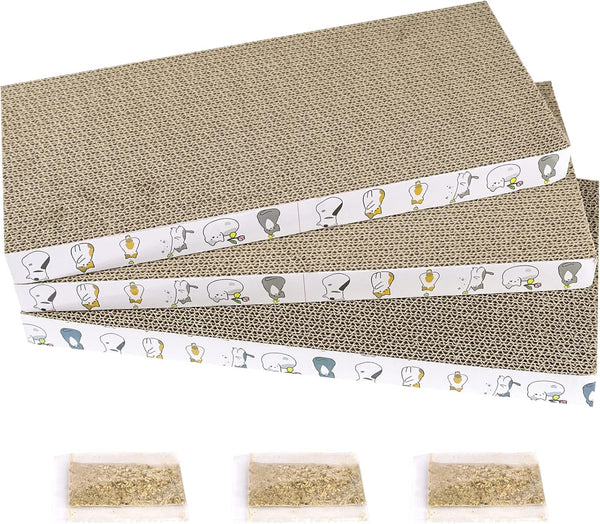 Patiencet Cat Scratch Pad with Box, 4 Pack Cardboard Cat Scratcher Lounge Bed for Indoor Cats, Reversible Corrugated Scratching Board Refill with Catnip11