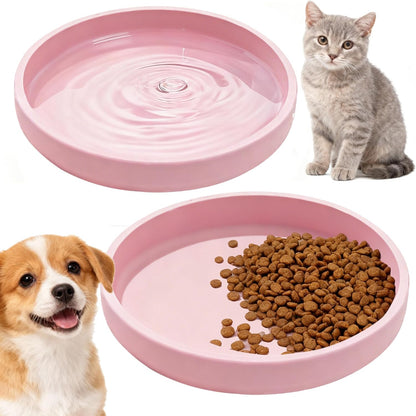 Silicone Cat Bowl Shallow Non-Slip Cat Dishes Set of 2 Relief Whisker Fatigue Small Pet Dog Bowls for Dry & Wet Food (Round Grey)16