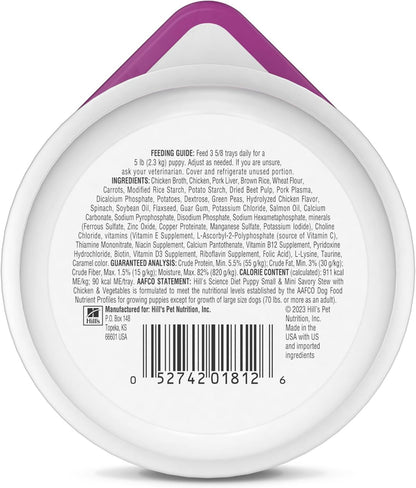 Hill'S Science Diet Puppy Small & Mini Wet Dog Food | #1 Veterinarian Recommended, Chicken & Vegetables, 3.5 Oz. Trays, 12-Pack2