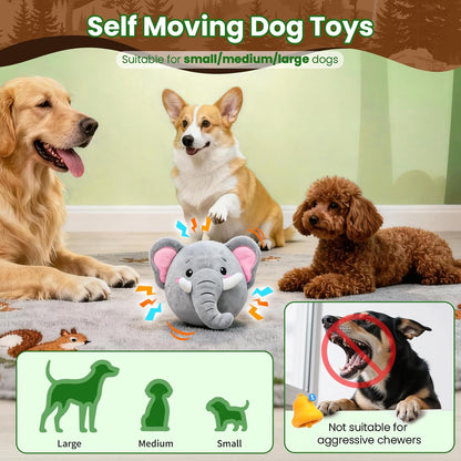 Interactive Dog Toys, Self Moving Dog Toy with Squeaky Bouncing Ball & Jumping Music Recording Mode, Rechargeable Vibrating Dogs Toy for Small Medium Large Dogs to Keep Them Busy (Elephant)5