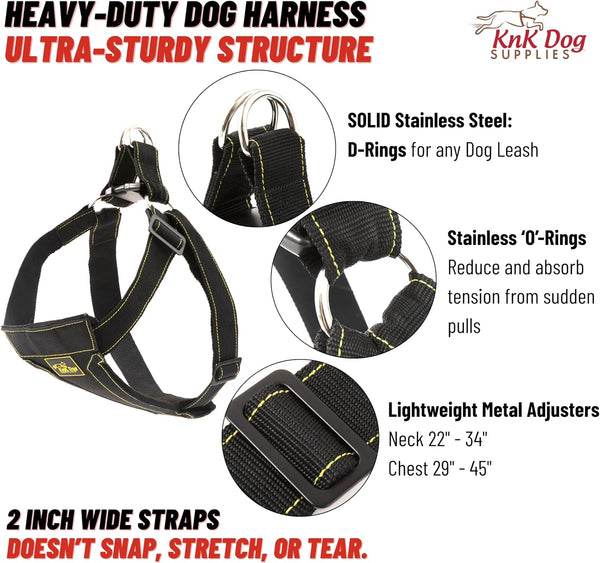 KNK Heavy Duty Dog Harness for Pitbull and Bullies – Tactical Dog Harness for Large Dogs and XL Breeds – Ultra-Durable Chest Support for Training, Walking and Strong Breeds3