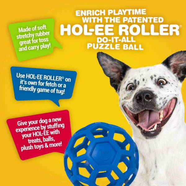 JW Pet Hol-Ee Roller Dog Toy Puzzle Ball, Natural Rubber, Small (3 Inch Diameter), Colors May Vary3