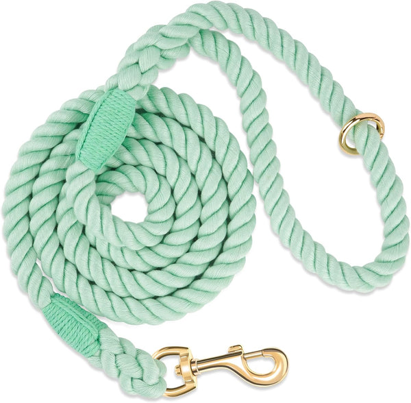5 FT Handmade Rope Dog Leash for Small Medium and Large Dogs | Soft and Comfortable Grip, New Golden Heavy Duty Metal Clasp, Colorful Macaron13
