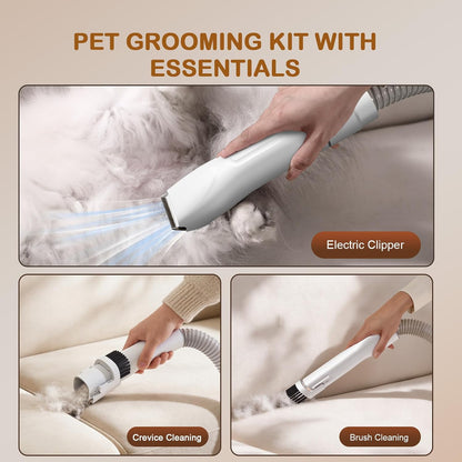 Dog Grooming Vacuum, Dog Grooming Kit, 3 Suction Modes Dog Brush Vacuum with 5 Pet Grooming Tools (Off-White)4