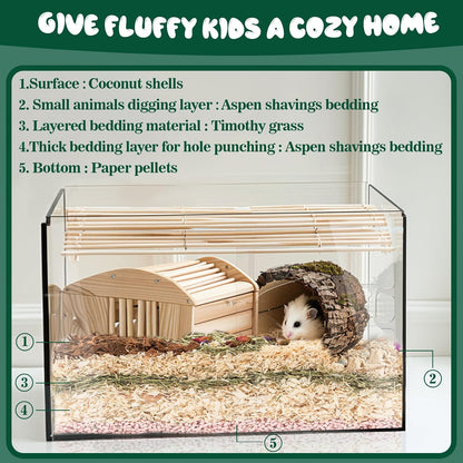 Sukh Hamster Bedding - Aspen Shavings Small Animal Pet Bedding | Aspen Bedding for Small Animals, Guinea Pigs, Rabbits, Hamsters, Gerbils, Chinchillas, Rats, Mice, Snakes & Hedgehogs, 14 OZ7