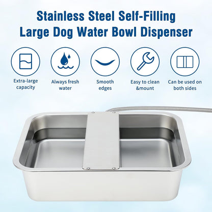 BWOGUE 3 Gal Automatic Dog Water Dispenser, Stainless Steel Bowl for Dogs | Automatic Dog Water Bowl Dispenser, Float Valve Control, Outdoor Use, Easy to Mount & Clean, Large Dogs, Cats, Chickens3