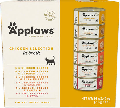 Applaws Fish Variety in Broth Wet Cat Food, 3-Flavor 12-Pack 2.47 Oz Cans | 100% Natural, High Quality Ingredients, High Protein, No Artificial Additives, Limited Ingredients10