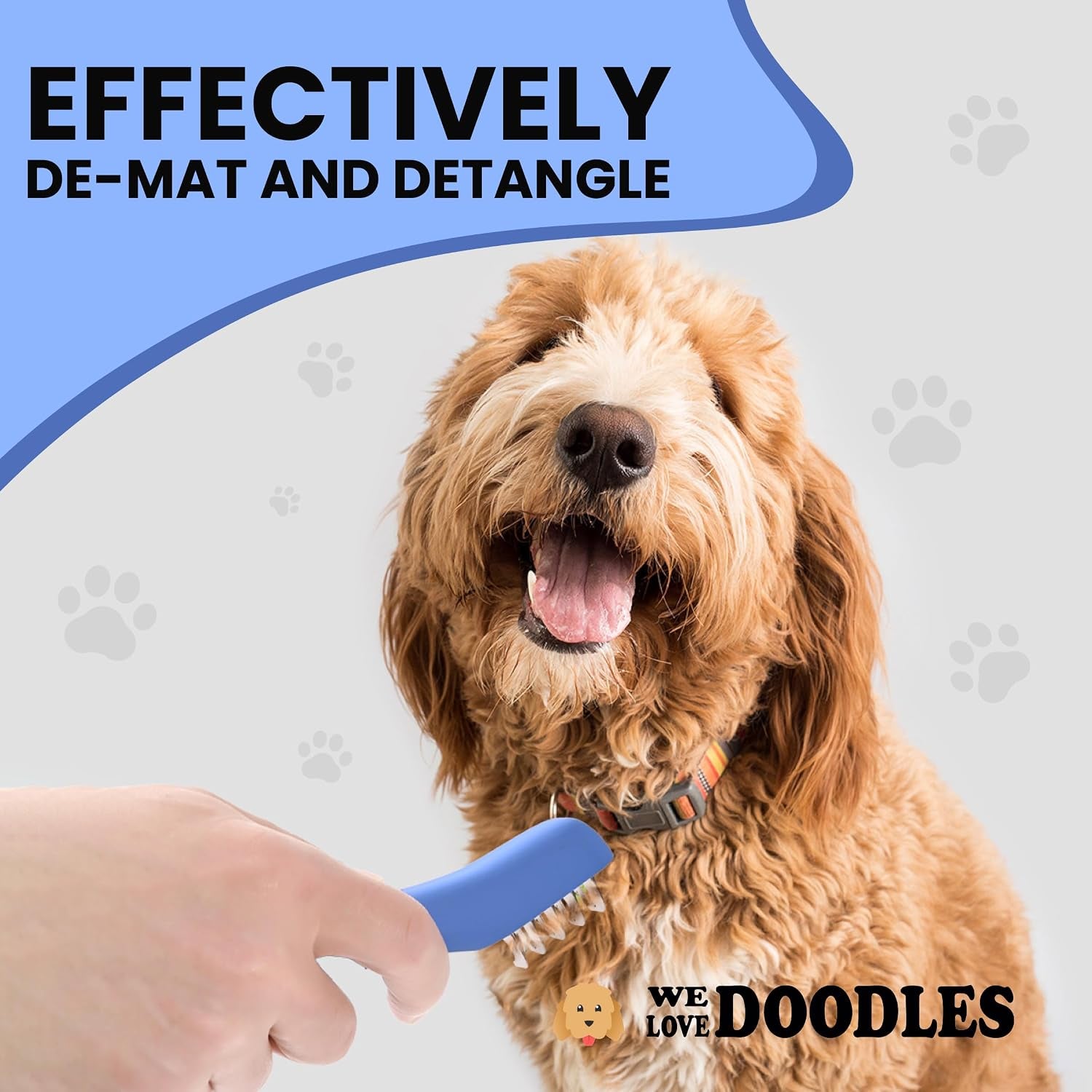 we-love-doodles-dematting-comb-for-dogs-dog-hair-mat-remover-detangler-comb-deshedding-tool-removes-tangles-knots-loose-hair-metal-comb-ergonomic-handle-family-5-blades