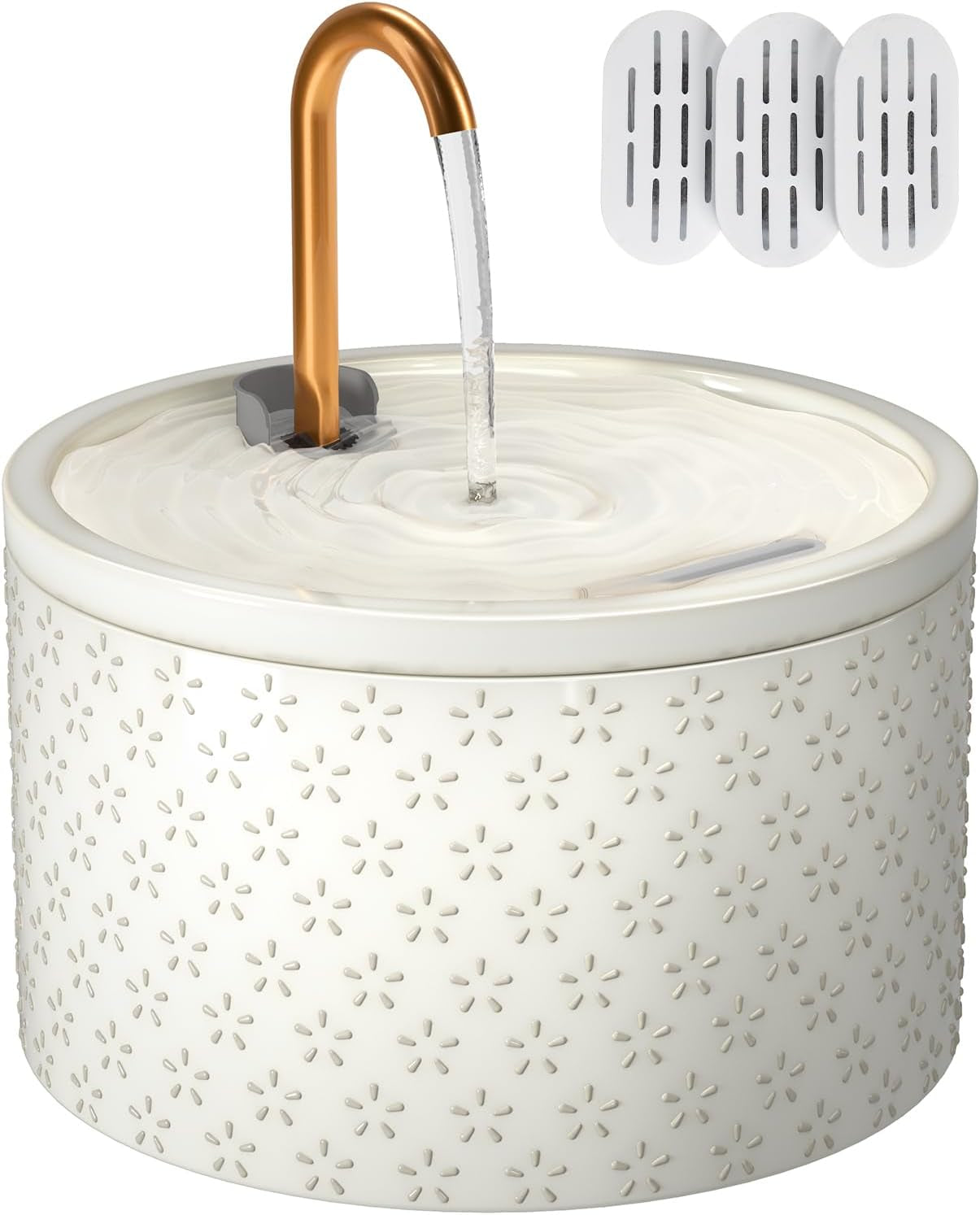 misfans-ceramic-cat-water-fountain-all-ceramic-body-pure-copper-spout-2-1l-71oz-capacity-under-20db-pump-dual-filtration-faucet-and-fountain-modes-easy-clean-unit-3-filters-and-sponge-black