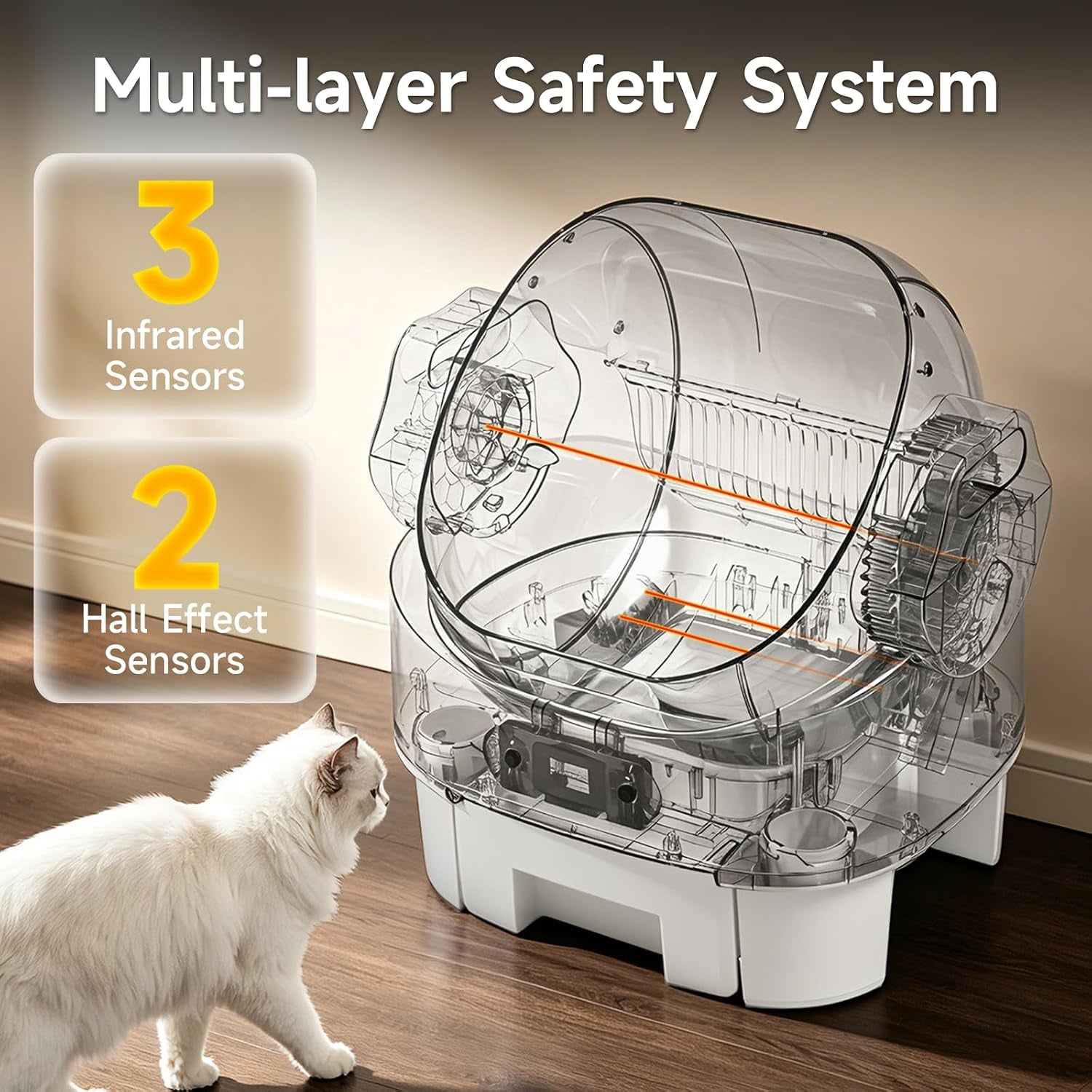 self-cleaning-cat-litter-box-ultra-quiet-anti-pinch-display-8l-waste-bin-splash-proof-design-automatic-multi-cat-friendly-detachable-step-easy-install-washable-parts-modern-style-white-garbage-bag