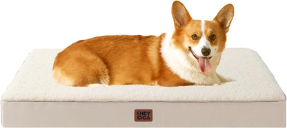 EHEYCIGA Orthopedic Dog Bed Large with Removable Washable Cover,Grey,41X27 | Egg Crate Foam Support,Durable Oxford Fabric,Non-Slip Bottom,Machine Washable,Soft Waterproof Plush Pet Bed Mat for Crate79