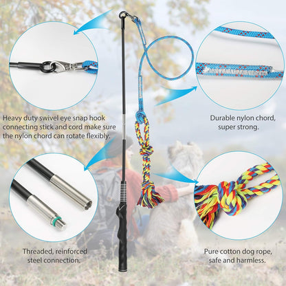Flirt Pole for Dogs Interactive Chase Toy for Large Medium Small Puppy Dogs | for Chase and Tug of War, Dog Teaser Wand with Lure, Chewing Toy, for Outdoor Exercise & Training,Easy to Use,Carry, Sturdy7