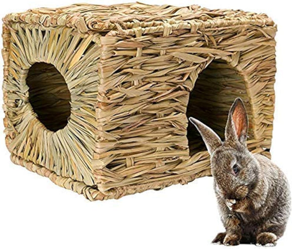 Natural Seagrass Mat Bed Hideaway Toy, Hand Woven for Rabbit Guinea Pig Chinchilla Ferret1
