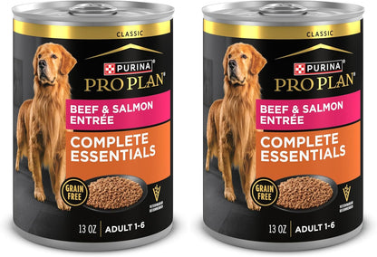 Purina Pro Plan Dog Food Grain Free, Classic Beef and Salmon Entrée - (Pack of 12) 13 Oz. Cans12