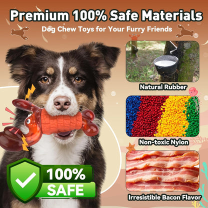 BIKIISEN Squeaky Dog Toys for Aggressive Chewers for Large Dogs, Interactive Chew Toys to Keep Them Busy, Indestructible Toys, Tough Toys for Medium Large Dogs (Red)7
