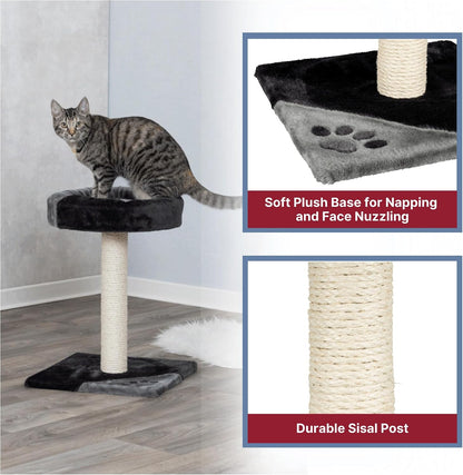 Trixie Tarifa Cat Scratching Post 20.5 Inch - Cat Scratcher with Soft Fabric Covering Base and Durable Sisal Rope - with Padded Platform - in Gray/Black5