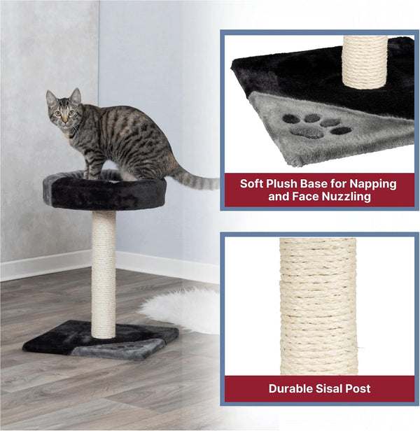 Trixie Tarifa Cat Scratching Post 20.5 Inch - Cat Scratcher with Soft Fabric Covering Base and Durable Sisal Rope - with Padded Platform - in Gray/Black5