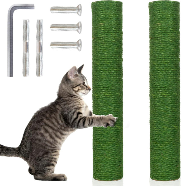 Powerking Natural Sisal Replacement Scratching Post, 15.7'' 2 Pieces M8 Cat Scratch Post Refill Pole Parts for Refurbishment, Include Screws (White)10