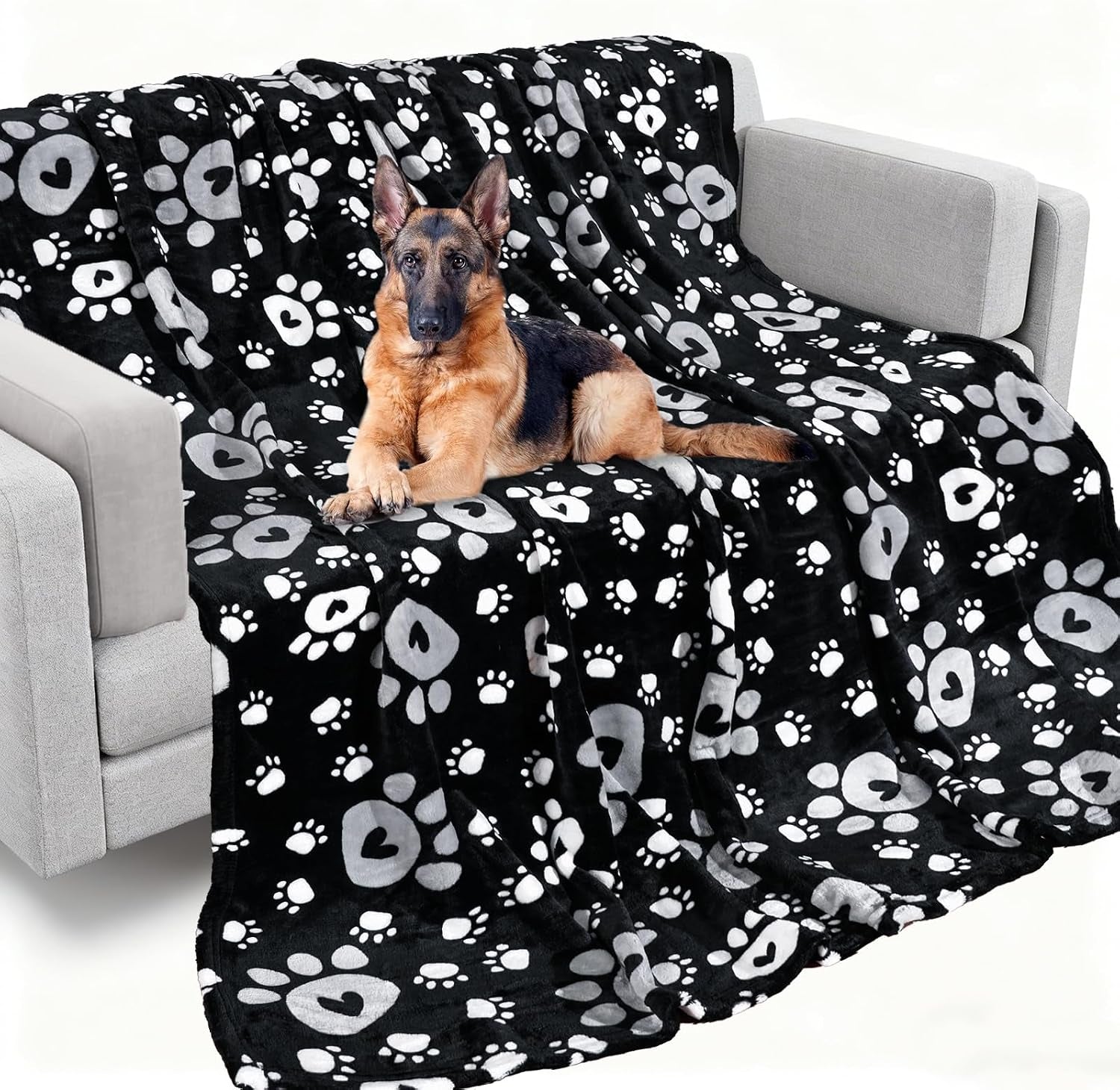 rezutan-blanket-for-large-dogs-cat-flannel-washable-soft-pet-mat-throw-cover-for-kennels-beds-sofas-furniture-protection-cute-paw-pattern-black-50x40-inch