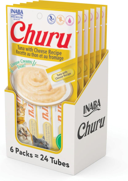 INABA Churu Cat Treats, Lickable, Squeezable Creamy Purée Cat Treat with Green Tea Extract & Taurine, 0.5 Ounces Each Tube, 24 Tubes (4 per Pack), Chicken Recipe12