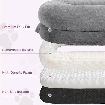 Murago Human Dog Bed for Adults, 71"X43"X10", Light Grey | Long Human Size Dog Bed, Removable Cover, Orthopedic Design4