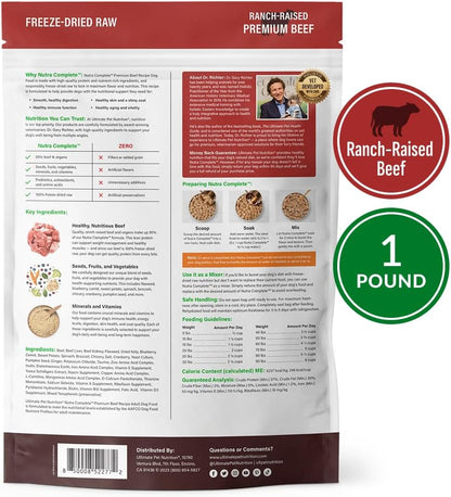 ULTIMATE PET NUTRITION Nutra Complete, 100% Freeze Dried Raw Veterinarian Formulated Dog Food with Antioxidants Prebiotics and Amino Acids (1 Pound, Beef)7