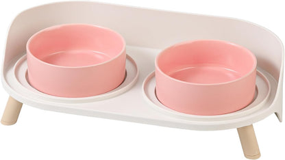 Elevated Ceramic Dog Bowl Set - Double Dog Feeding Bowls with Stand Splash Proof - Raised Dishes for Food and Water - Ideal for Small to Medium Dogs - 2 X 720 Ml - 11.3 Oz - White14