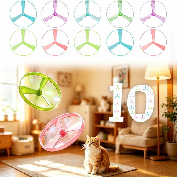 Cat Fetch Toy Launcher with 10 Soft & Flexible Discs, Cat Toys for Indoor Cats, LED Glowing Launcher, Electric Interactive Kitten Toy for Hunting & Exercise, USB Rechargeable10