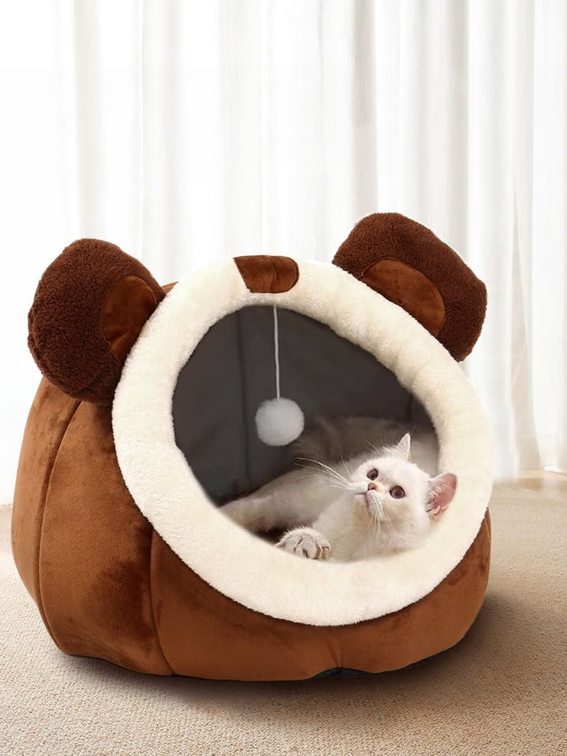 cat-beds-for-indoor-cats-rabbit-shaped-cat-cave-bed-with-hanging-toy-grey-m-super-soft-calming-cat-tent-house-for-kitten-puppy-warm-plush-machine-washable-removable-cushioned-pad-cute-cat-hideaway