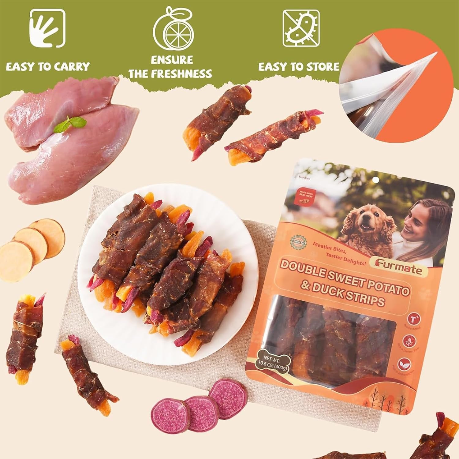 dog-jerky-treats-duck-wrapped-orange-purple-sweet-potato-10-6-oz-healthy-dog-snacks-high-protein-low-fat-soft-chews-eliminates-tears-training-rewards-treats-for-small-medium-large-breeds