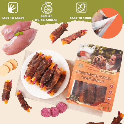 Dog Jerky Treats Duck Wrapped Orange Purple Sweet Potato, 10.6 Oz | Healthy Dog Snacks High Protein Low Fat, Soft Chews Eliminates Tears, Training Rewards Treats for Small Medium Large Breeds7