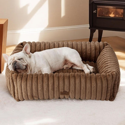 Bedsure Comfyfleece™ Cute Dog Bed for Small Medium Dogs Washable,25In Cream | Furry Puppy Beds,Square Rectangle Orthopedic Corduroy Aesthetic Pet Beds,Removable Zipper Cover,Non-Slip Bottom,Up to 15 Lbs52