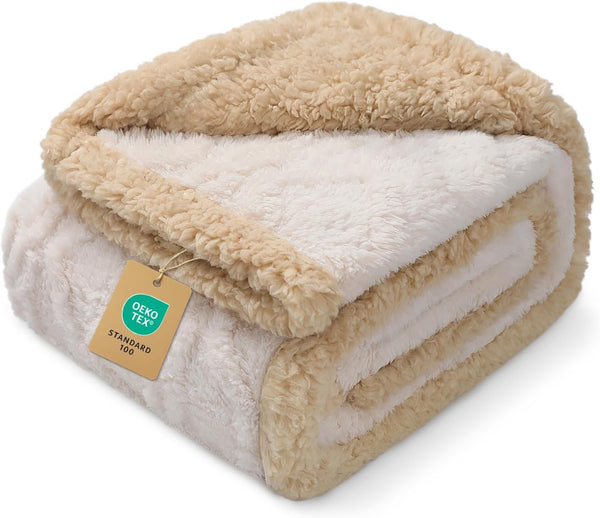 Luciphia Waterproof Pet Blanket, Liquid Pee Proof Dog Blankets for Sofa Bed Couch, Reversible Sherpa Fleece Furniture Protector Cover for Small Medium Large Dogs Cats,Khaki Small（40" X 28"）17