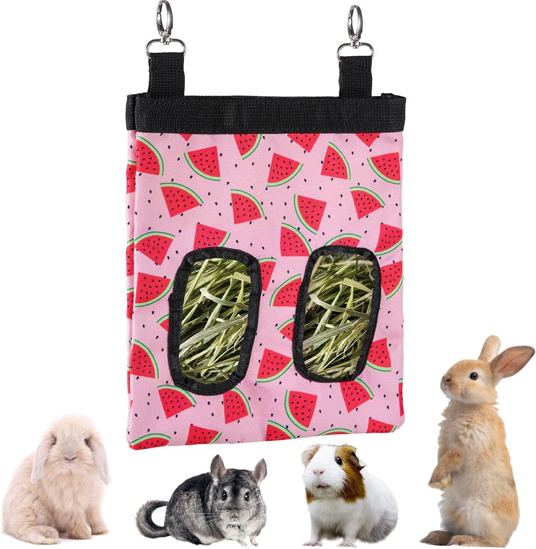 dzwlkj-guinea-pig-hay-feeder-2-pack-11-x-9-x-1-inches-rabbit-hay-feeder-bag-stainless-steel-600d-oxford-watermelon-and-strawberry