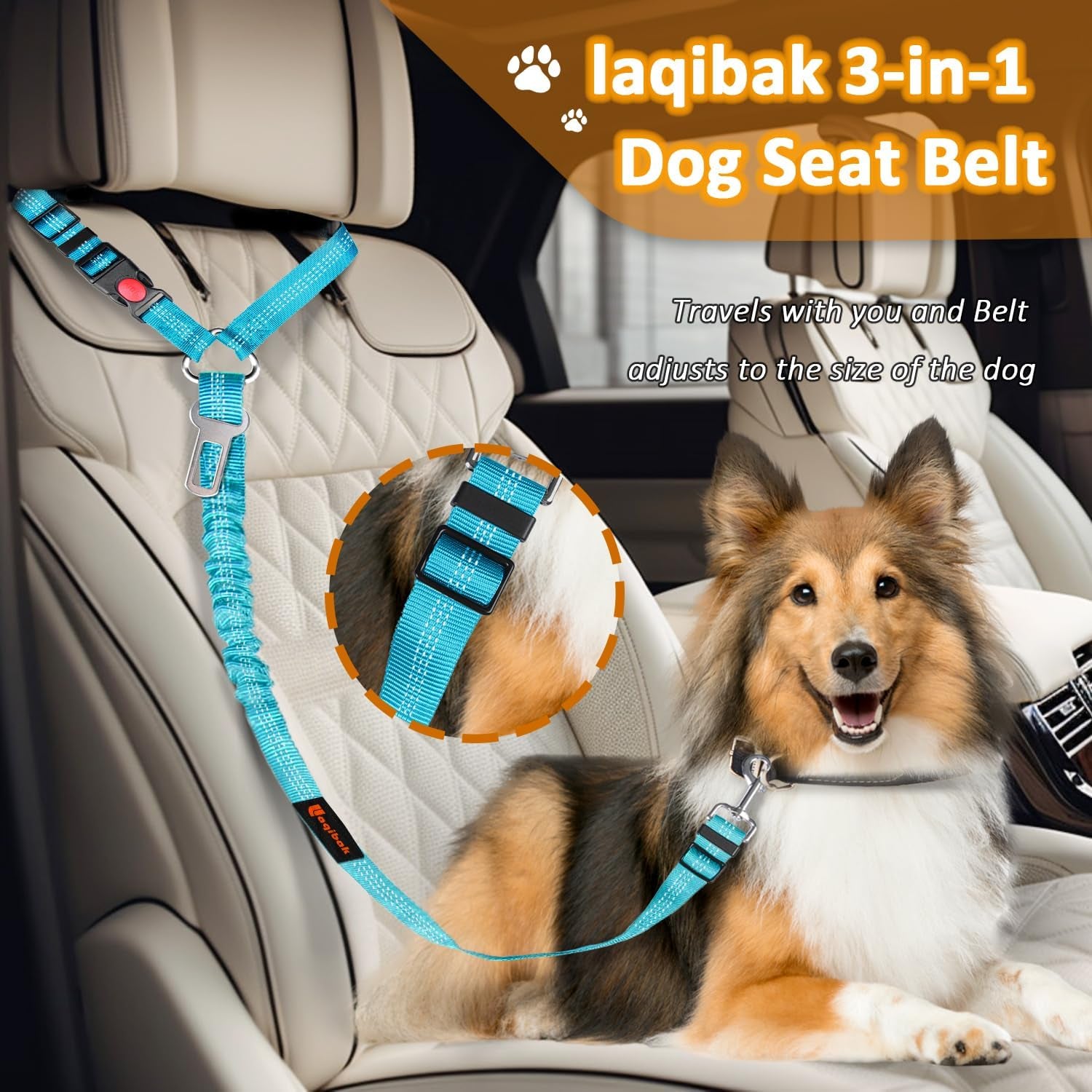 removable-dog-seat-belt-harness-for-car-3-in-1-pet-dog-car-seatbelt-leash-retractable-restraint-secures-to-vehicle-headrest-adjustable-reflective-bungee-dog-seatbelt-tether-blue-and-black-retractable-headrest-mounted-restraint-adjustable-reflective-bungee-dog-seatbelt-tether-blue-and-black