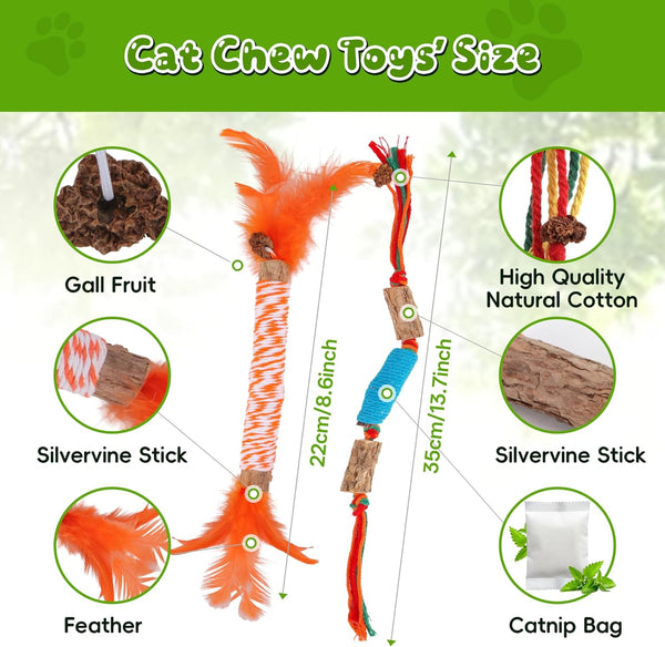 Silvervine Sticks for Cats & Cat Chew Rope Toys for Indoor Cats Dental Care Teeth Cleaning, Kitten & Cat Teething Toys for Health, Cat Chew Stick Suitable for All Breeds of Aggressive Chewers Cat8