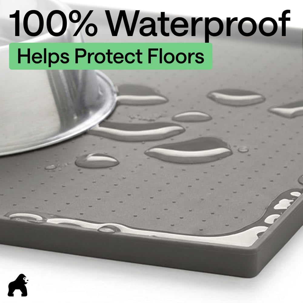 gorilla-grip-100-waterproof-raised-edge-bpa-free-silicone-pet-feeding-mat-dog-cat-food-mats-contain-spills-protects-floors-placemats-for-cats-and-dogs-water-bowl-18-5x11-5-gray